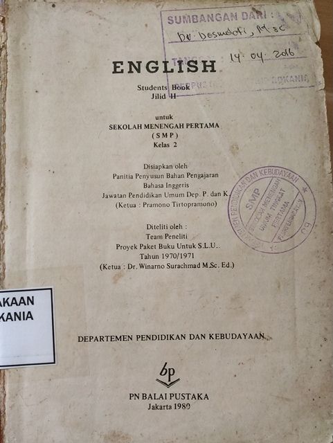 Cover English Student Book Jilid H untuk SMP Kelas 2