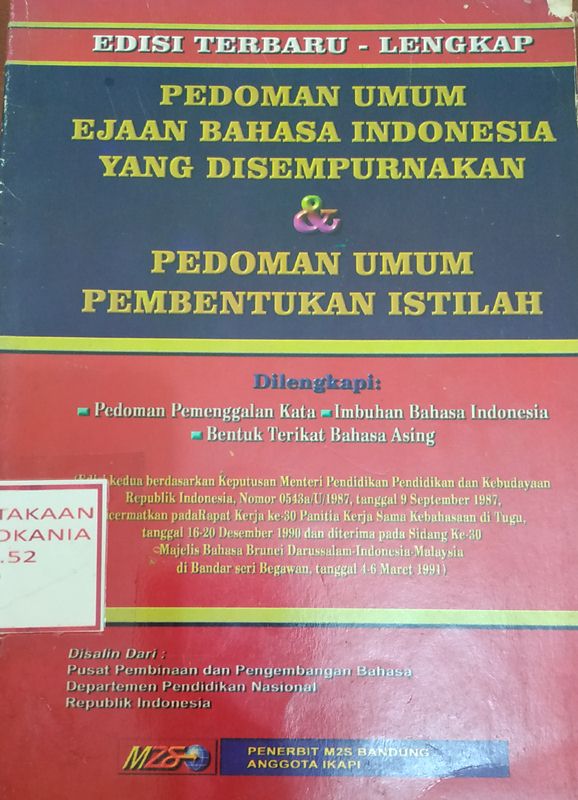 Cover Pedoman Umum Ejaan Bahasa Indonesia yang Disempurnakan & Pedoman Umum Pembentukan Istilah